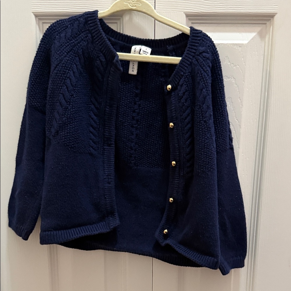 Janie and Jack Navy Cardigan with Gold Buttons